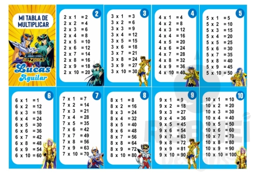Caballeros del Zodiaco Tabla de Multiplicar